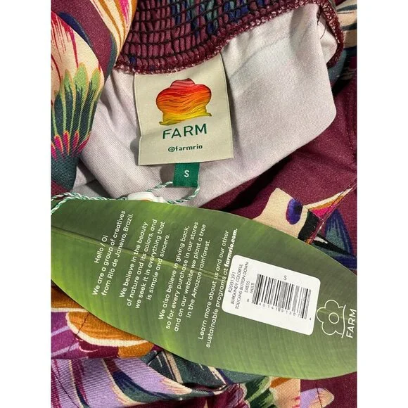 green emerald velvet dress Farm Rio Multicolor Toucan Tree Crochet Top